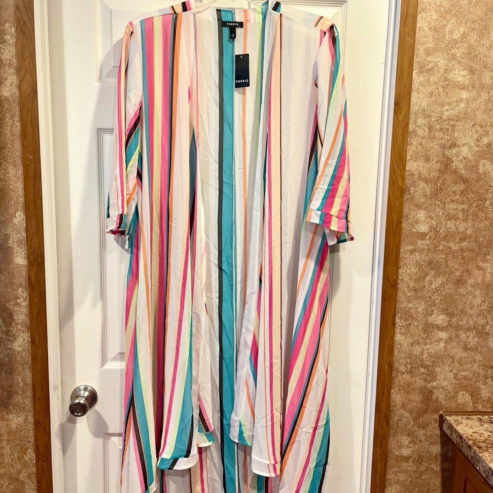 💛Stylish Striped Chiffon Kimono